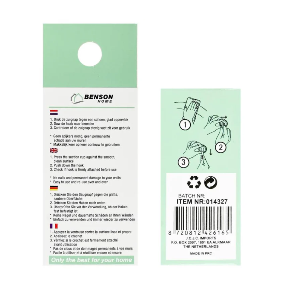 Zuignap Haak Zwart – Ø35 mm | Max. 2 kg | 2-delig