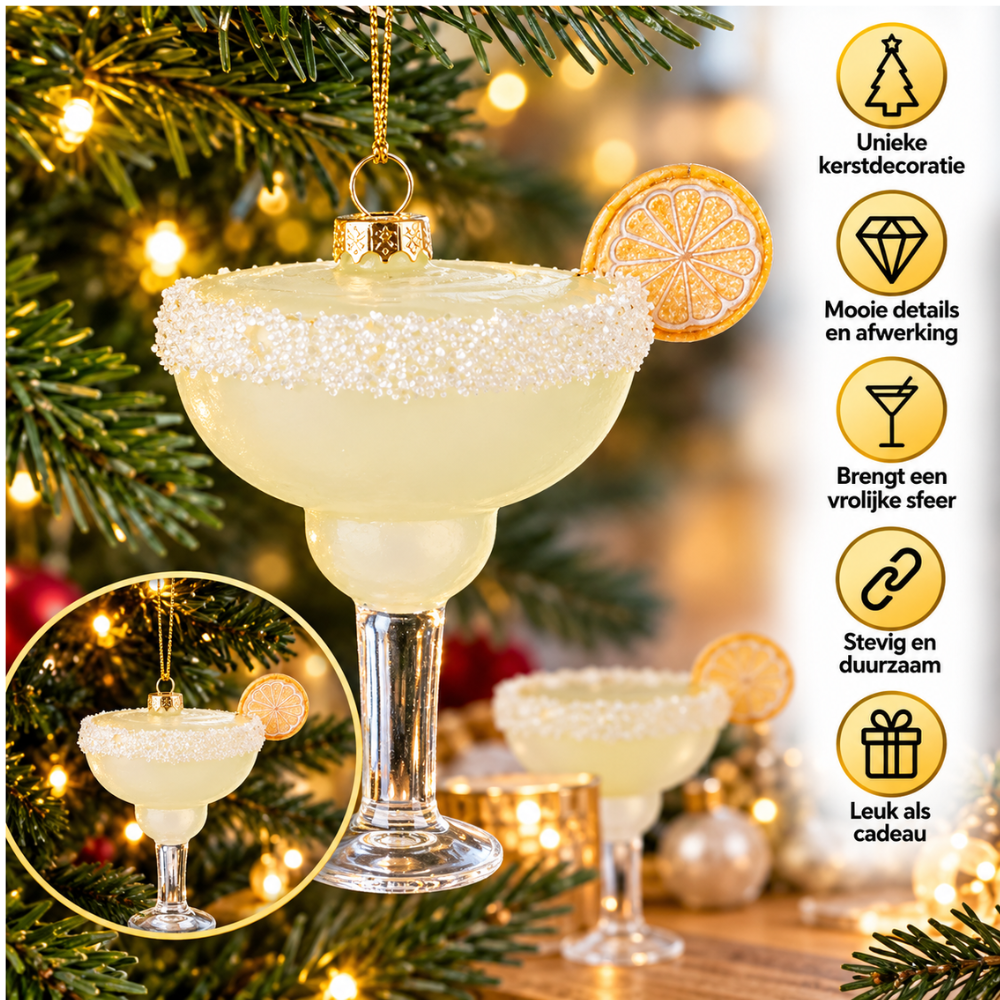 Glazen Kersthanger Cocktail – 10,4 cm | Mix Kleuren | Originele Kerstboomversiering