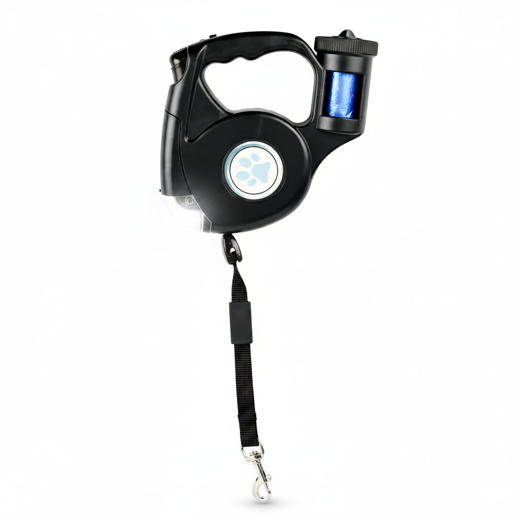 Hondenriem 5 m met LED licht + poepzakjes houder