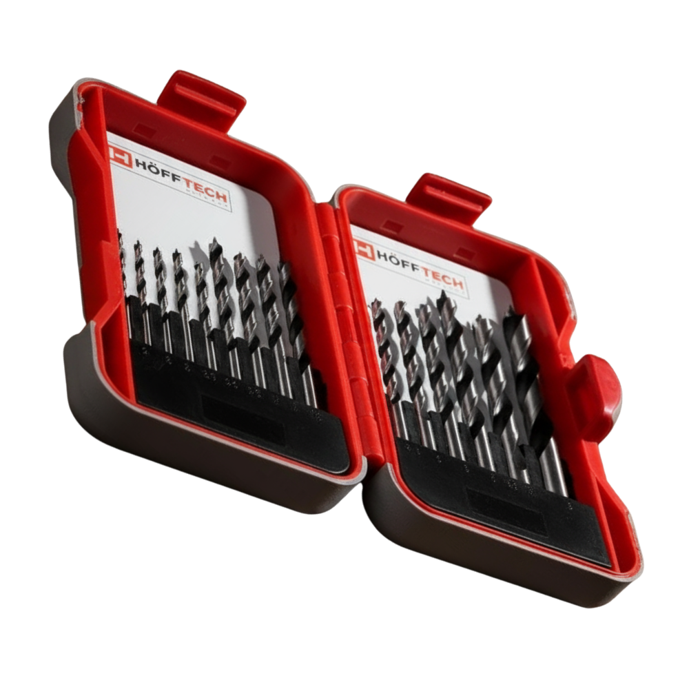 Boorset 15 delig hout hardcase  ht