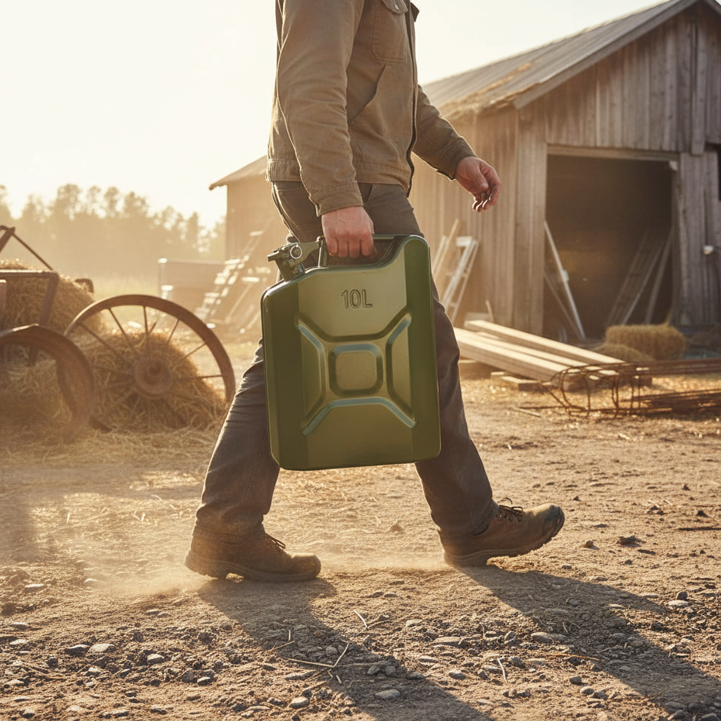 Jerrycan dragen op boerderij of bouwplaats