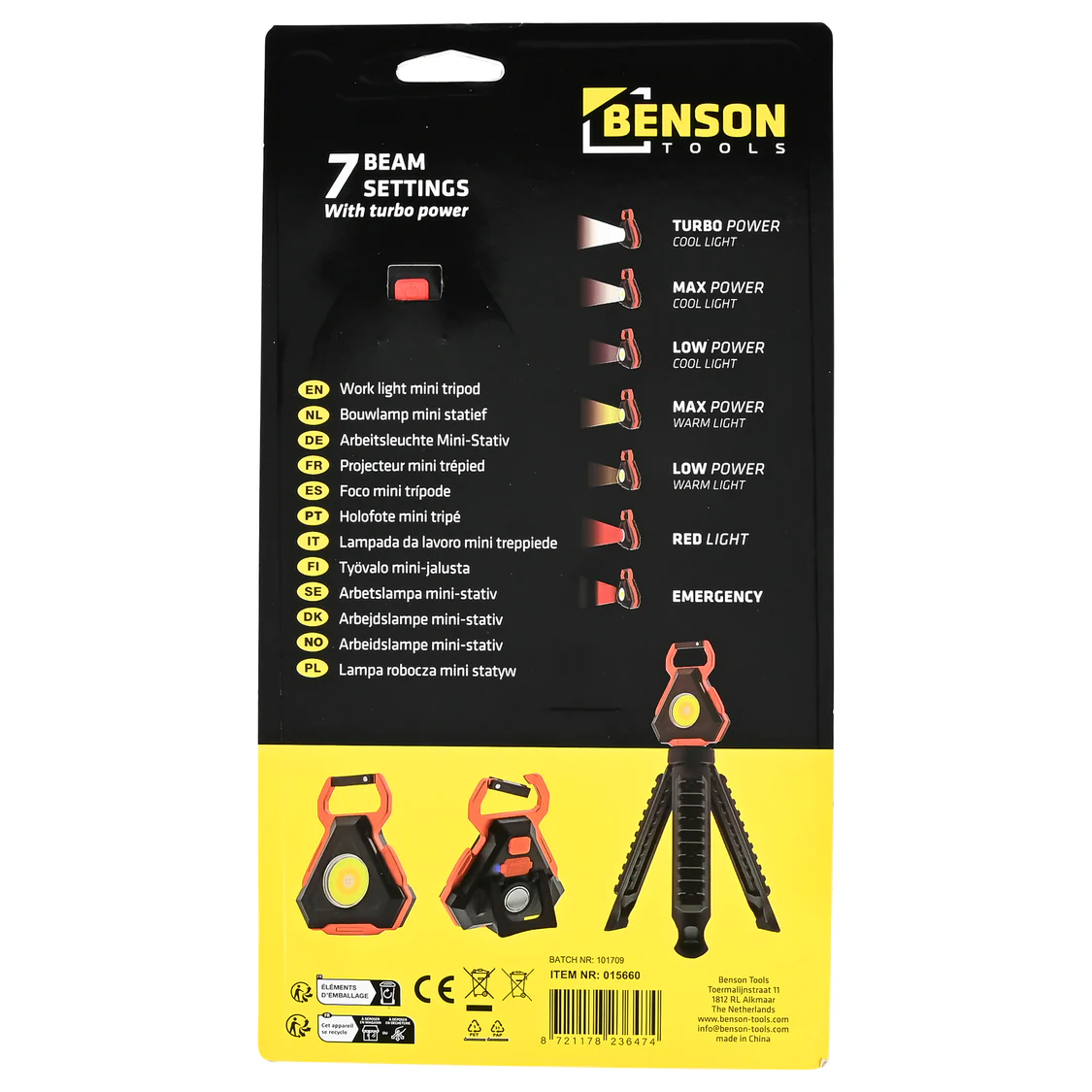 Draagbare Oplaadbare LED Lamp met Statief – 800 Lumen – 7 Lichtstanden – USB-C