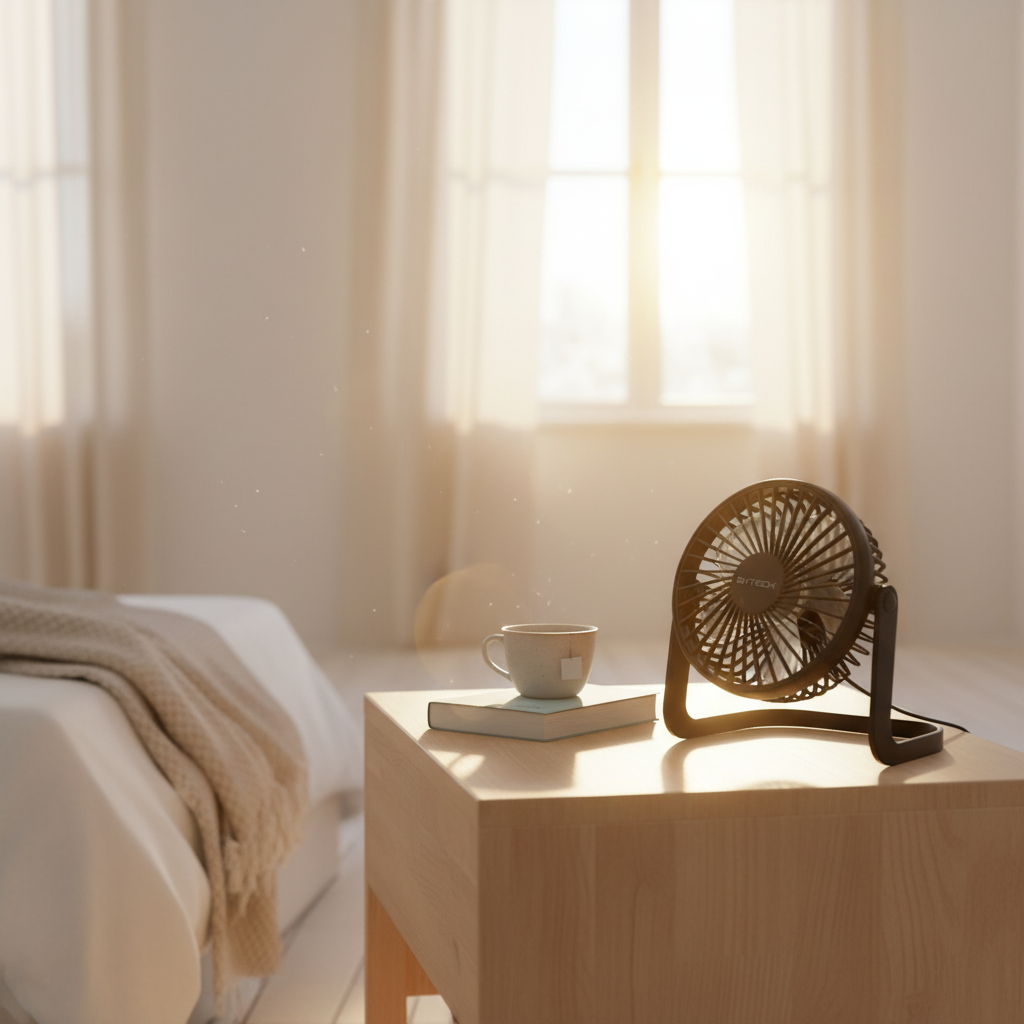 USB tafelventilator in slaapkamer