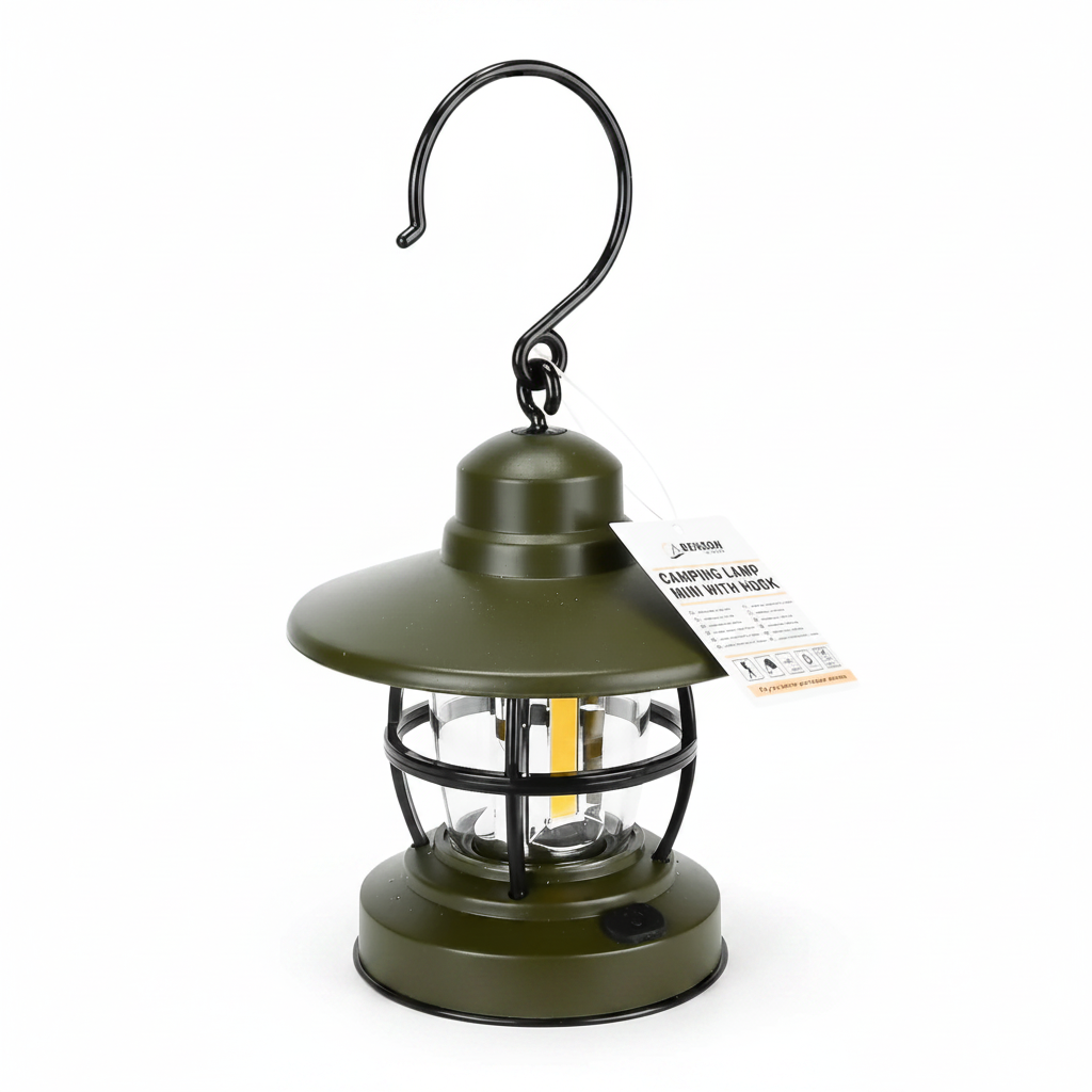 Groene camping lamp mini met haak