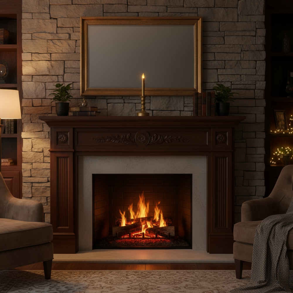 Metalen Kandelaar met LED Kaars – Real Flame Effect – Goudkleur – 28 cm –  2x AA - Metaal