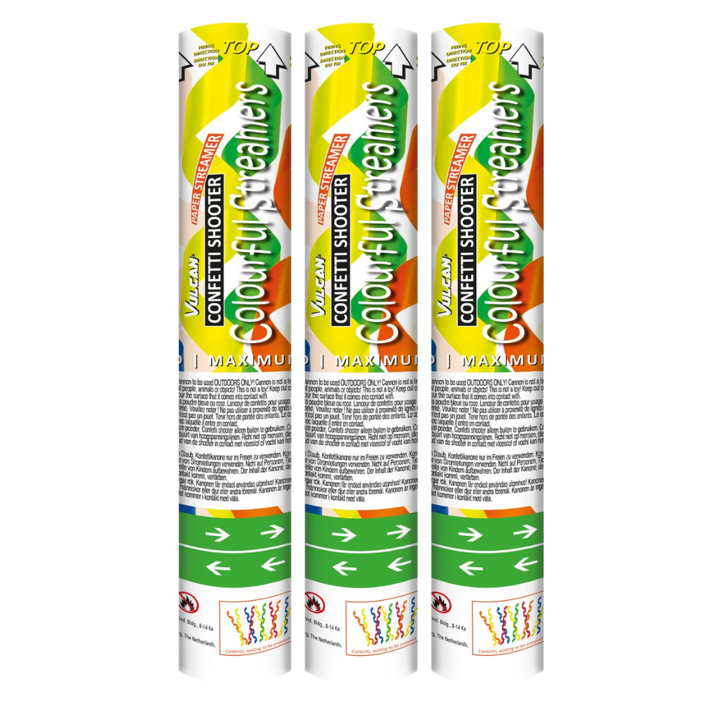 Confetti shooter colourful streamers - 3 stuks