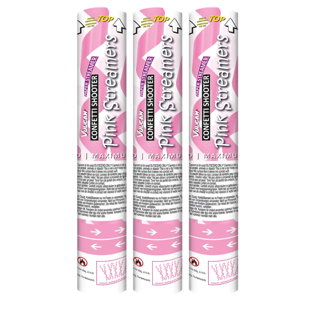 confetti shooter Pink streamers - 3 stuks