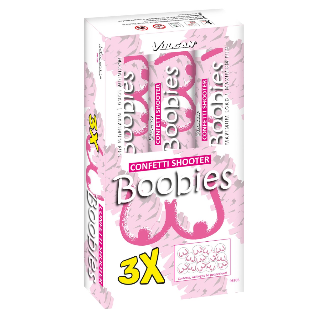 Confetti Shooter – Boobies – Set van 3 Stuks  – 30 cm