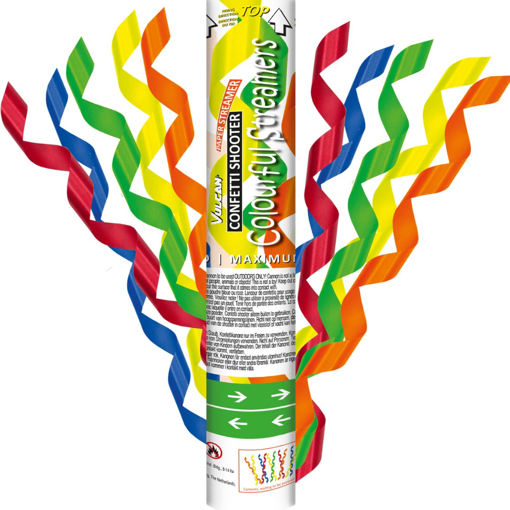 Confetti shooter colourful streamers - 3 stuks