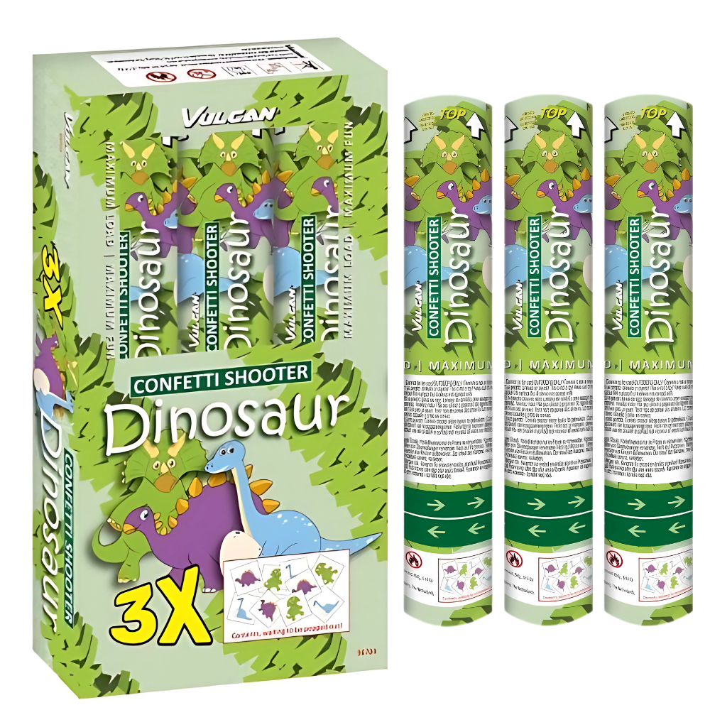 Confetti Shooter Dinosaurus - 3 stuks