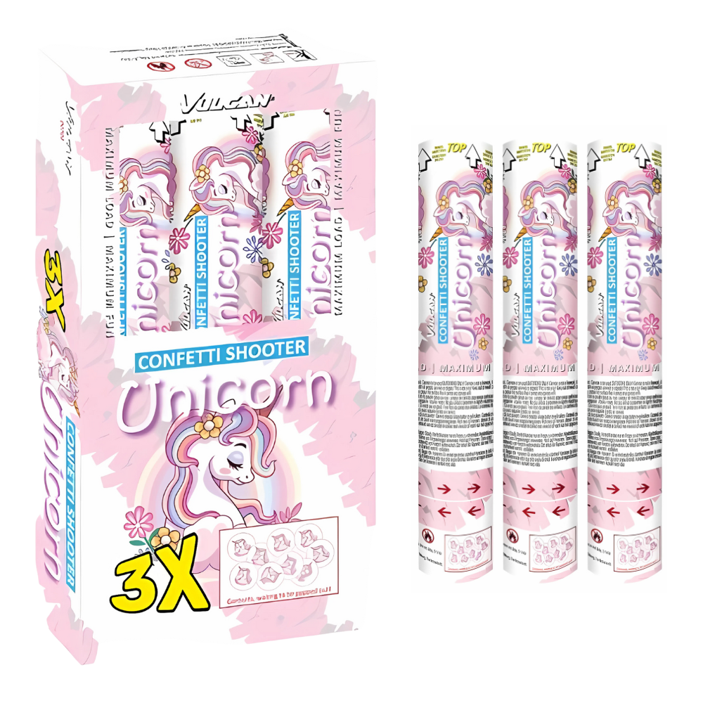 Confetti Shooter Unicorn - 3 stuks