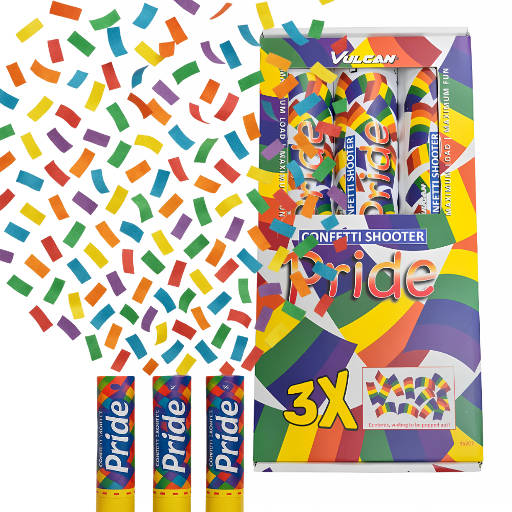 Confetti shooters Pride vlag - 3 stuks