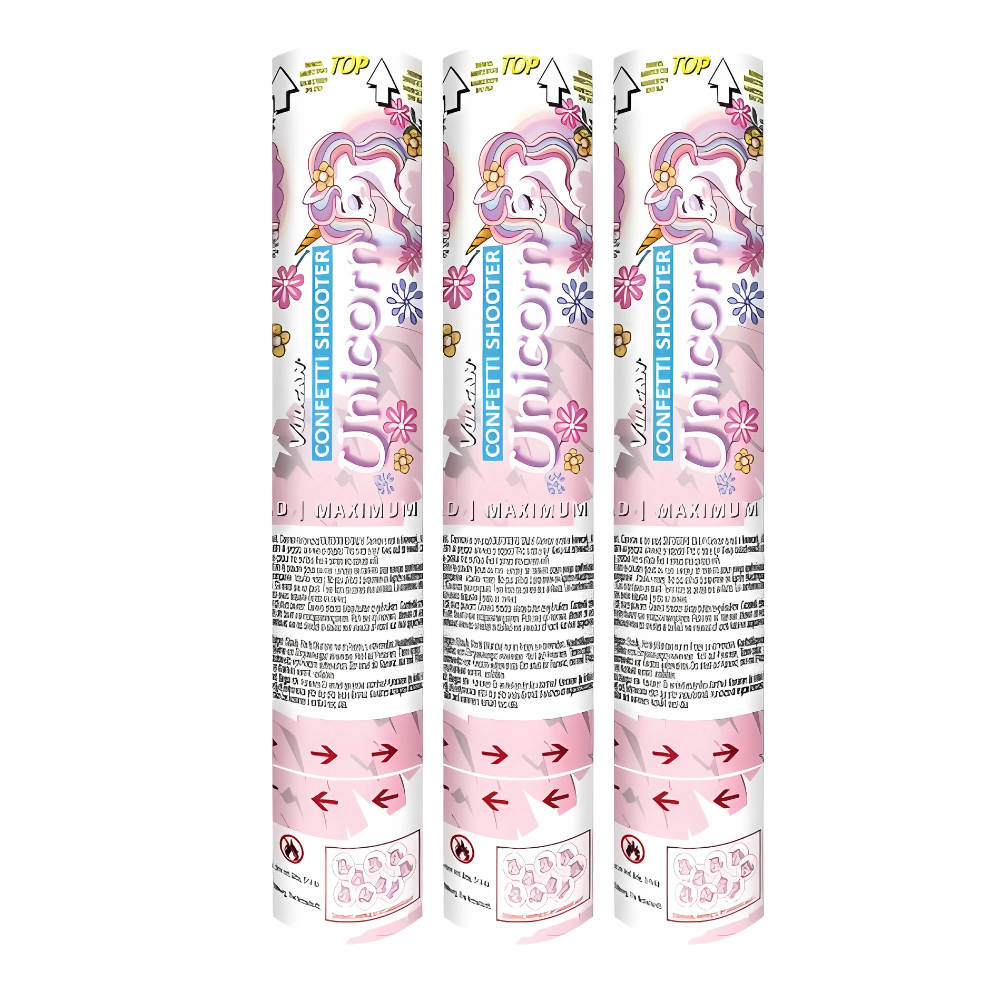 Confetti Shooter Unicorn - 3 stuks