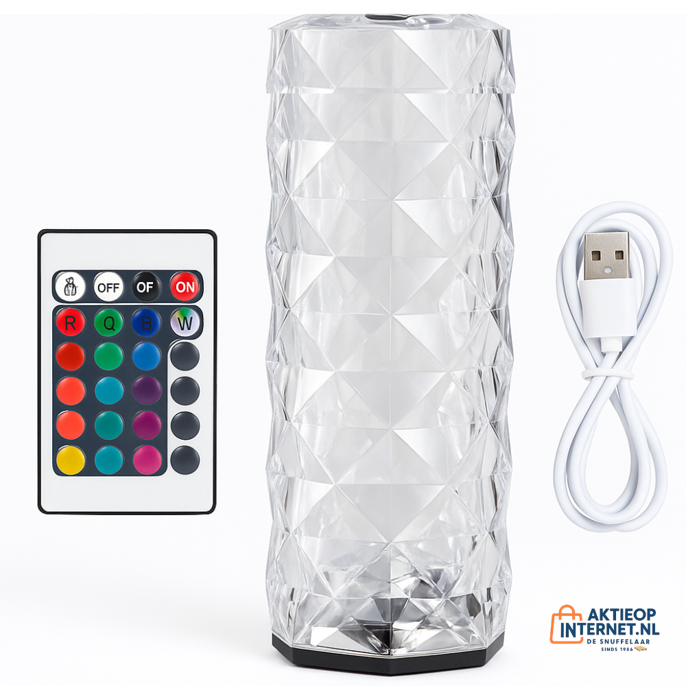 LED tafellamp Kristal 21,5 cm - USB - RGBW