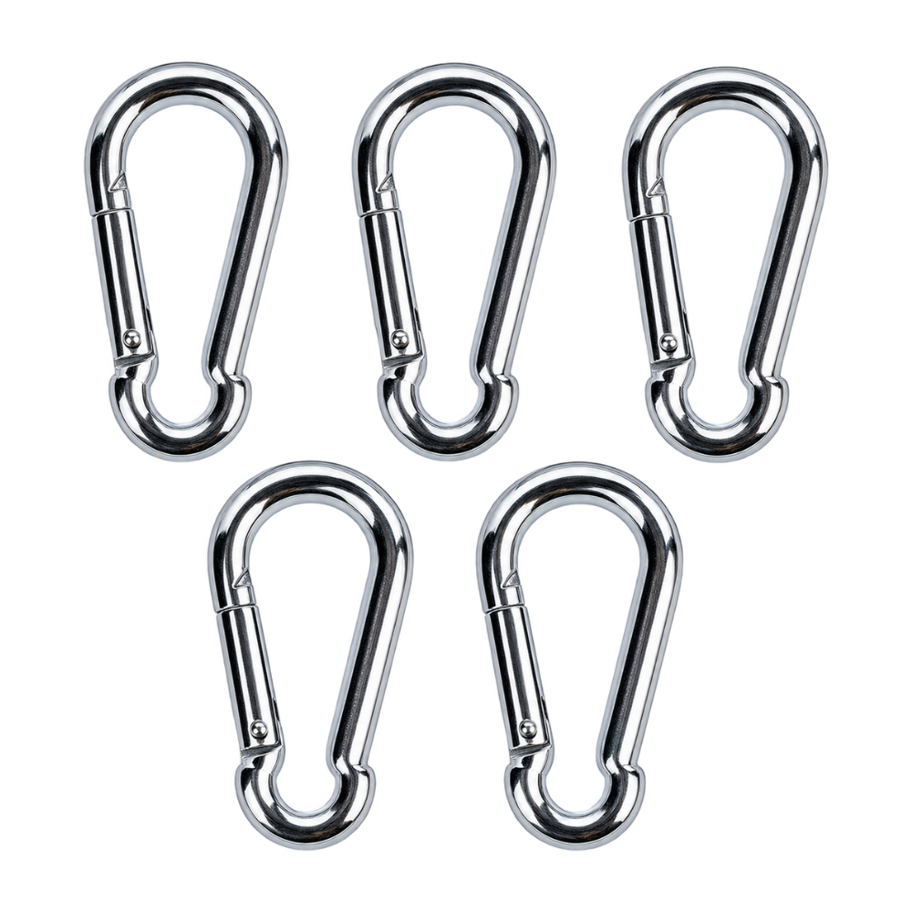 Karabijnhaken Set 5 Stuks – 8 x 80 mm | Musketon | Voor Tas, Rugzak & Accessoires