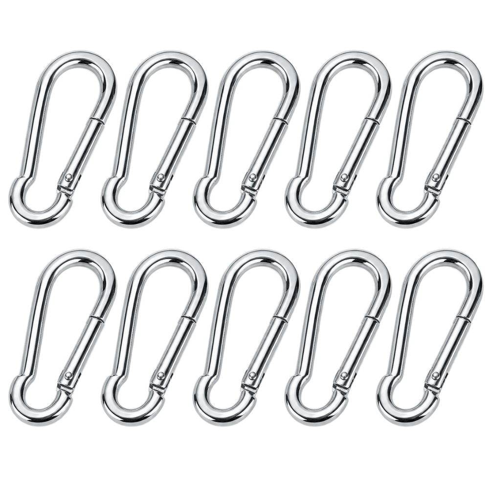 Karabijnhaken Set 10 Stuks – 6 x 60 mm | Musketon | Voor Tas, Rugzak & Accessoires