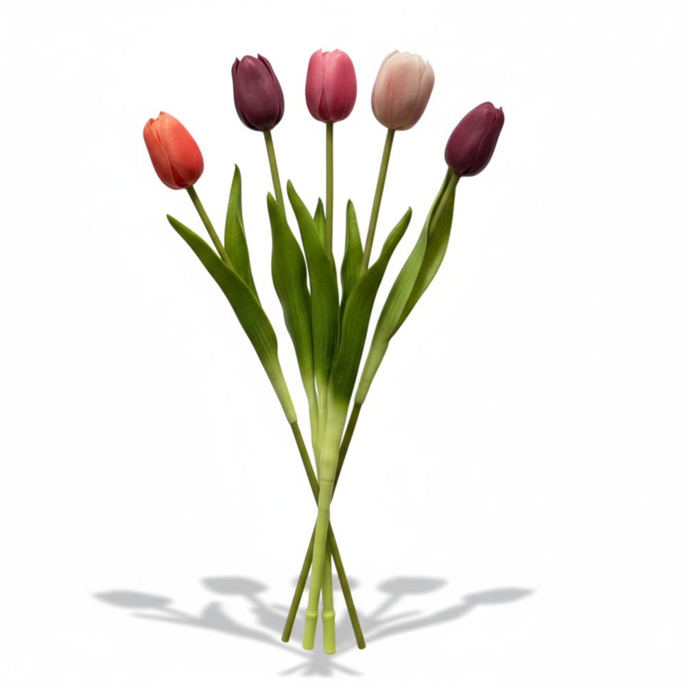 Kunst Tulpen  - Tulips - Mix kleuren oud Rose - Kunstbloemen - Kunst Tulpen - Kunst Boeket (kopie)