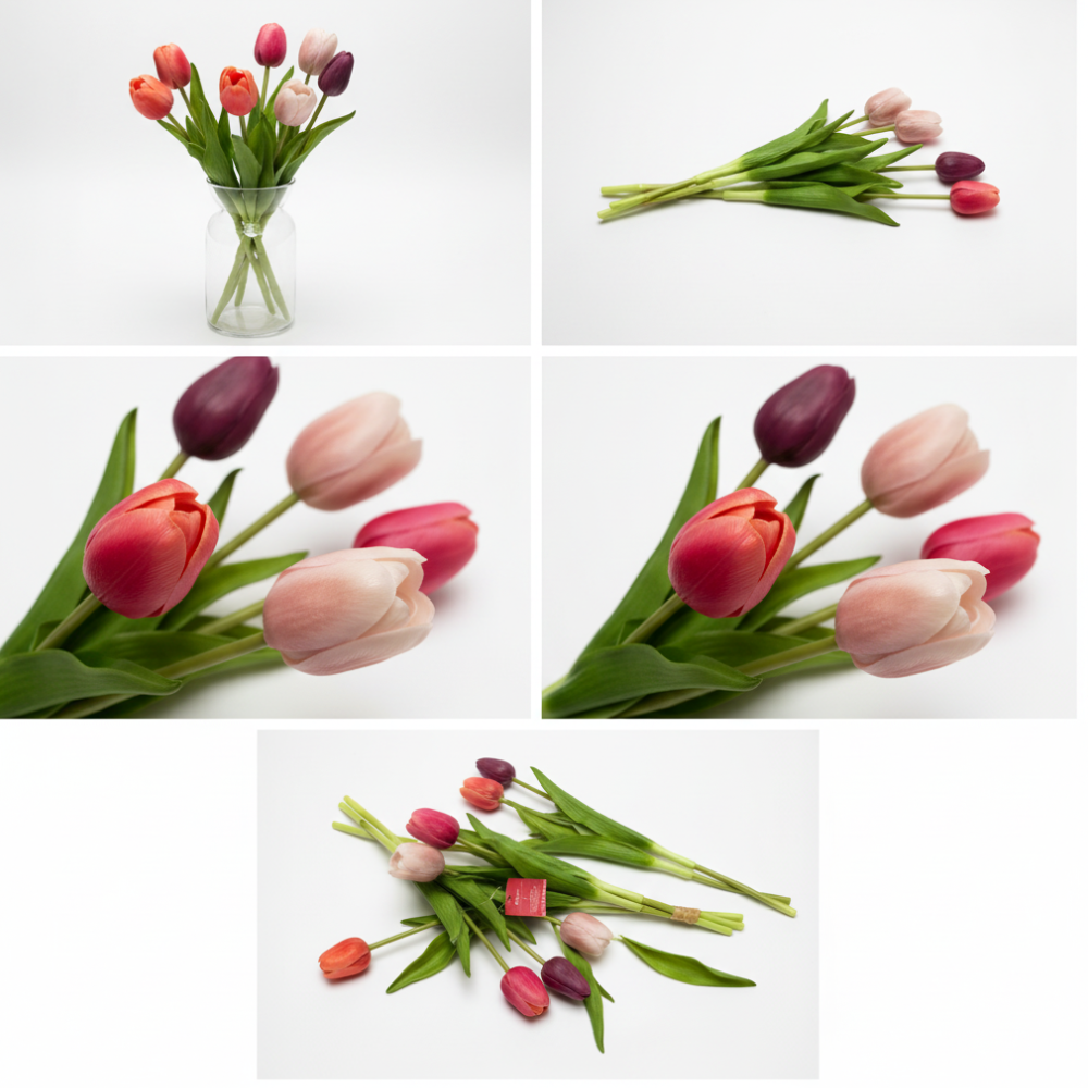 Kunst Tulpen  - Tulips - Mix kleuren oud Rose - Kunstbloemen - Kunst Tulpen - Kunst Boeket (kopie)
