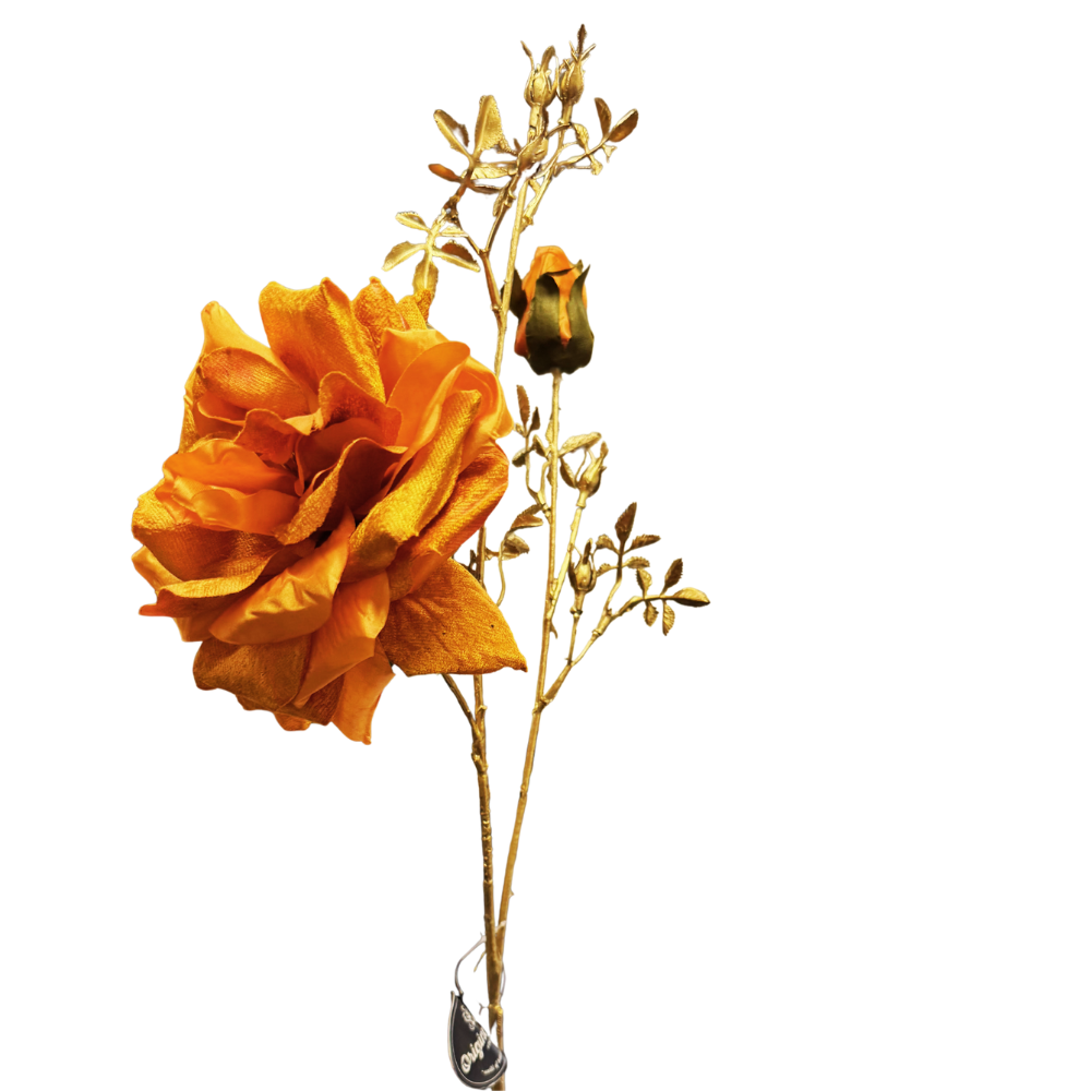 Kunst Bloem - Rosa Spray - Goude Tak - 81 cm Orange