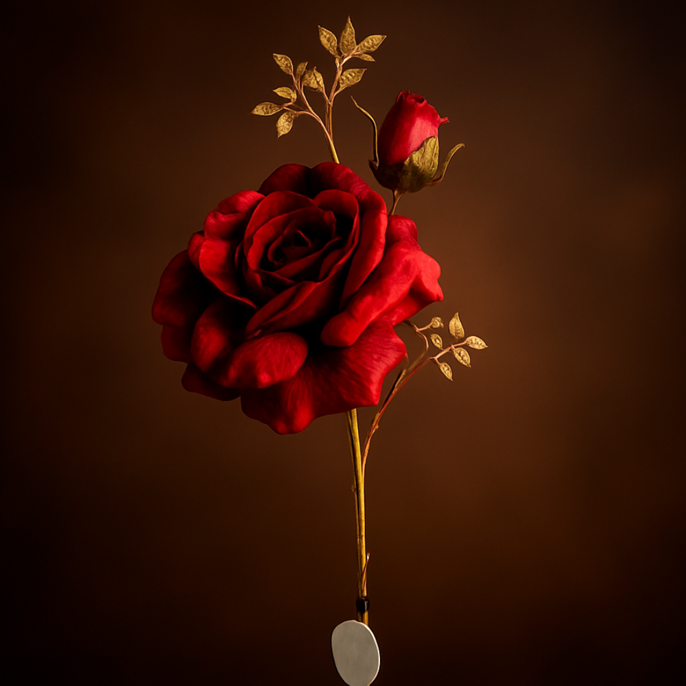 Kunst Bloem - Rosa Spray - Goude Tak - 81 cm  Red