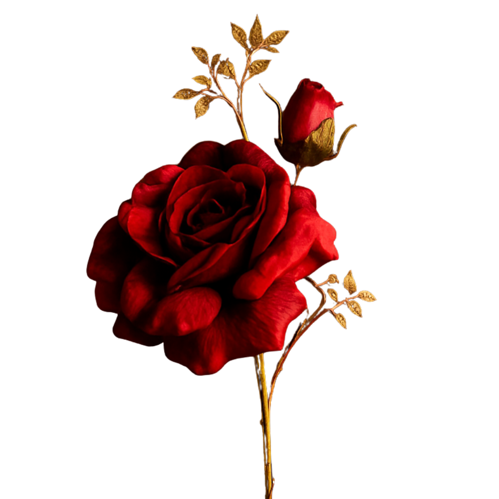 Kunst Bloem - Rosa Spray - Goude Tak - 81 cm  Red