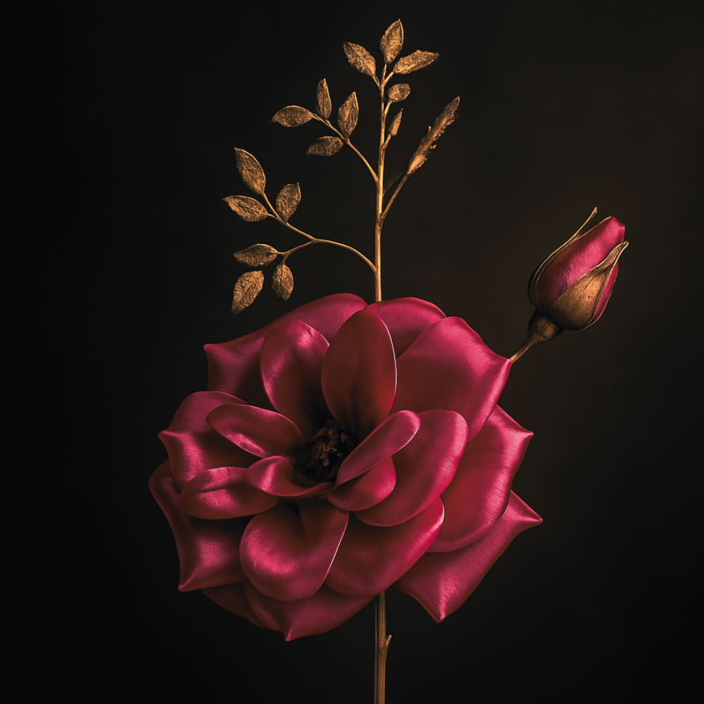 Kunst Bloem - Rosa Spray - Goude Tak - 81 cm Magenta