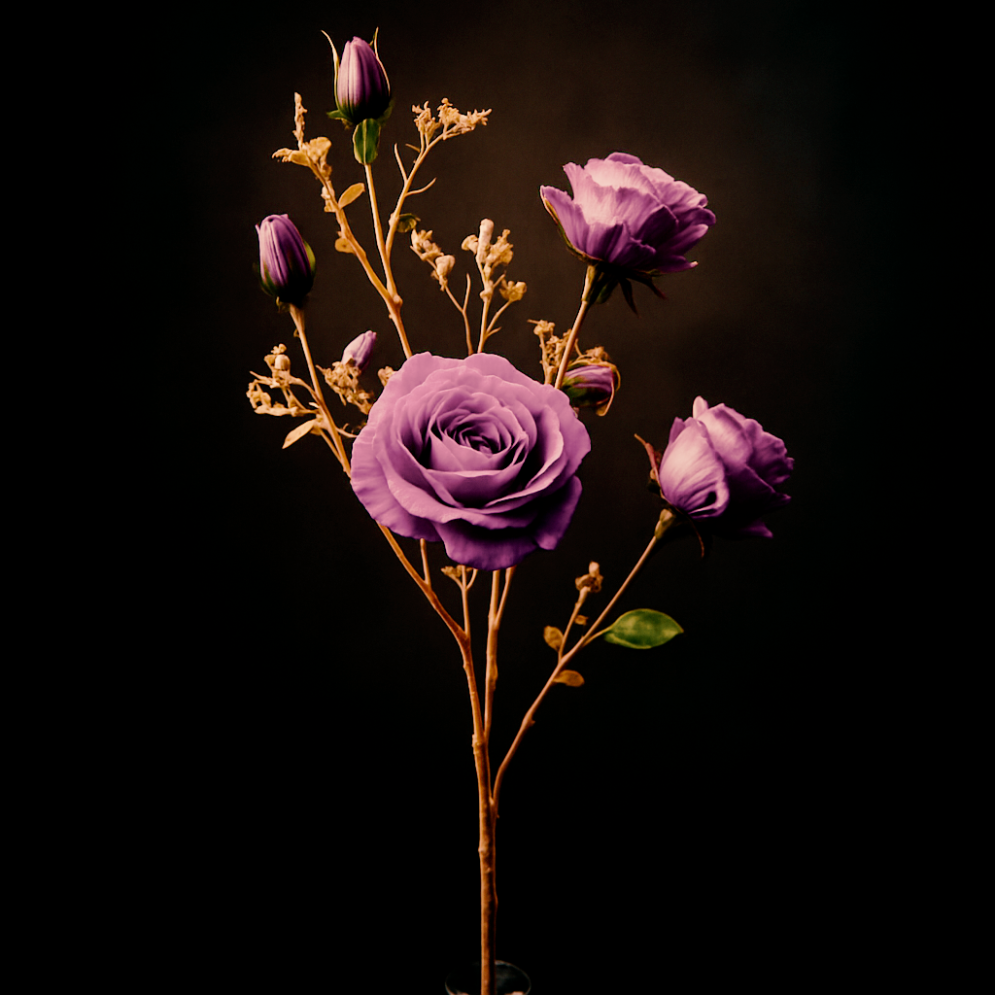 Kunst Bloem - Rosa - Goude Tak - 112 cm  Lila