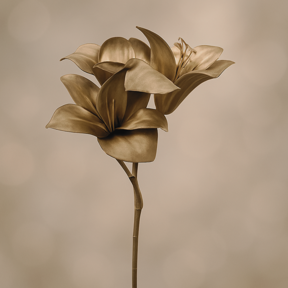 Kunst Bloem - Amaryllis - Goude Tak - 57 cm Taupe