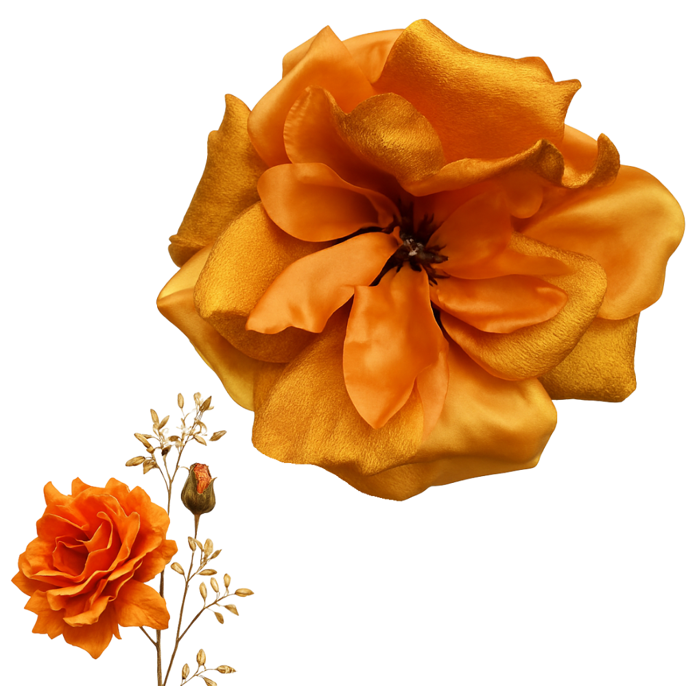 Kunst Bloem - Rosa Spray - Goude Tak - 81 cm Orange