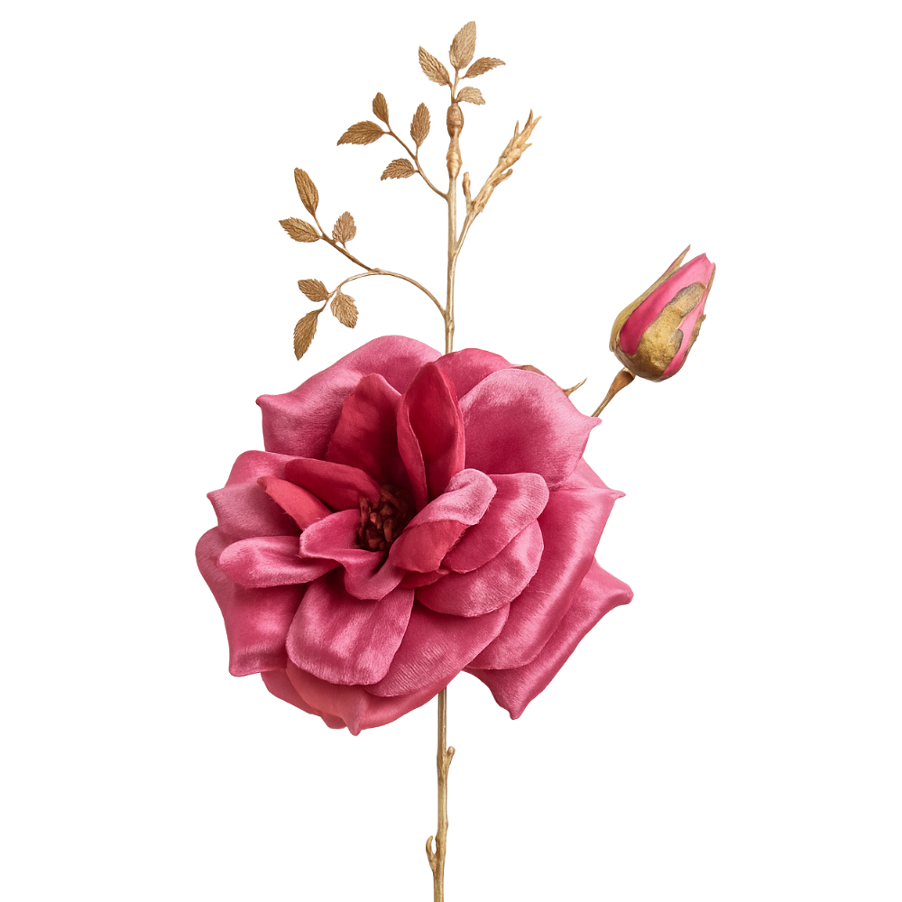 Kunst Bloem - Rosa Spray - Goude Tak - 81 cm Magenta