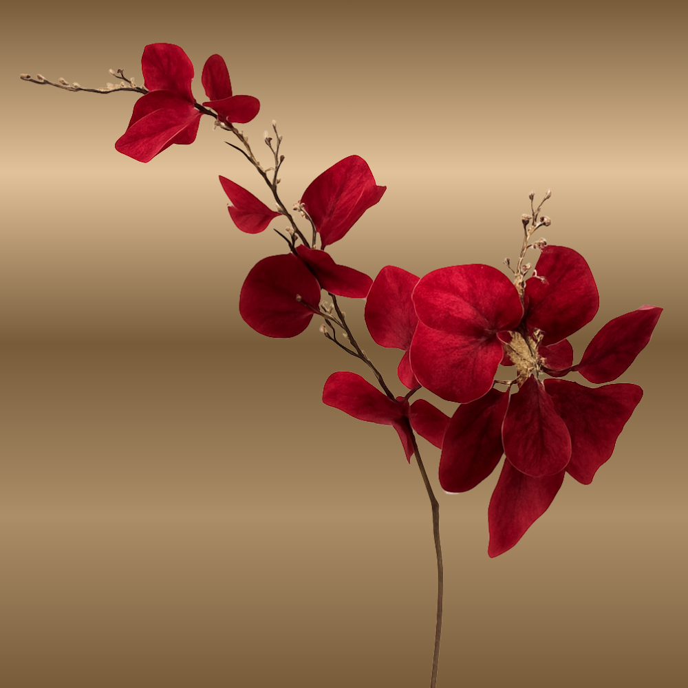 Kunst Bloem -Eucalyptus - Goude Tak - 80 cm Red