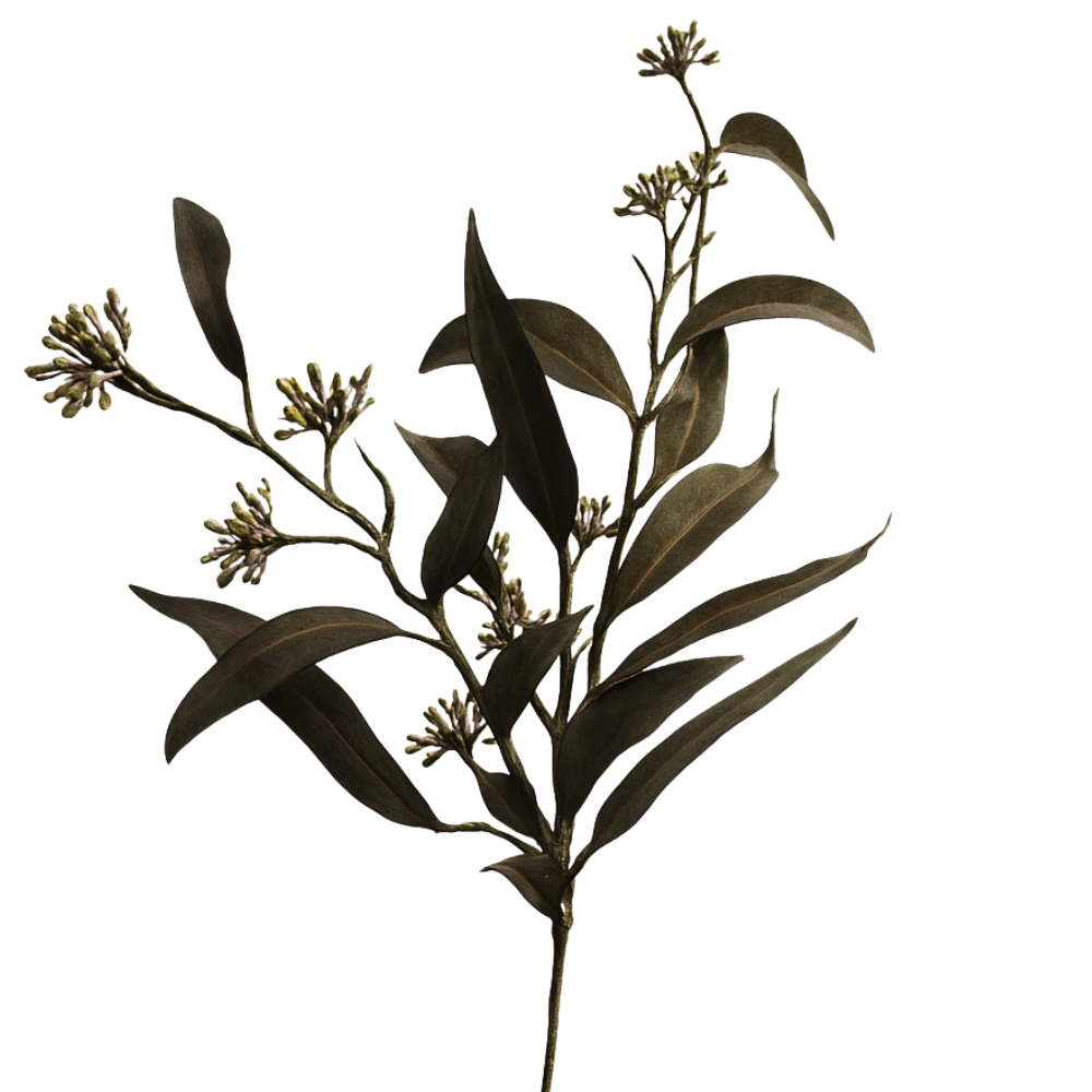 Kunst Bloem -Eucalyptus - Goude Tak - 80 cm Taupe