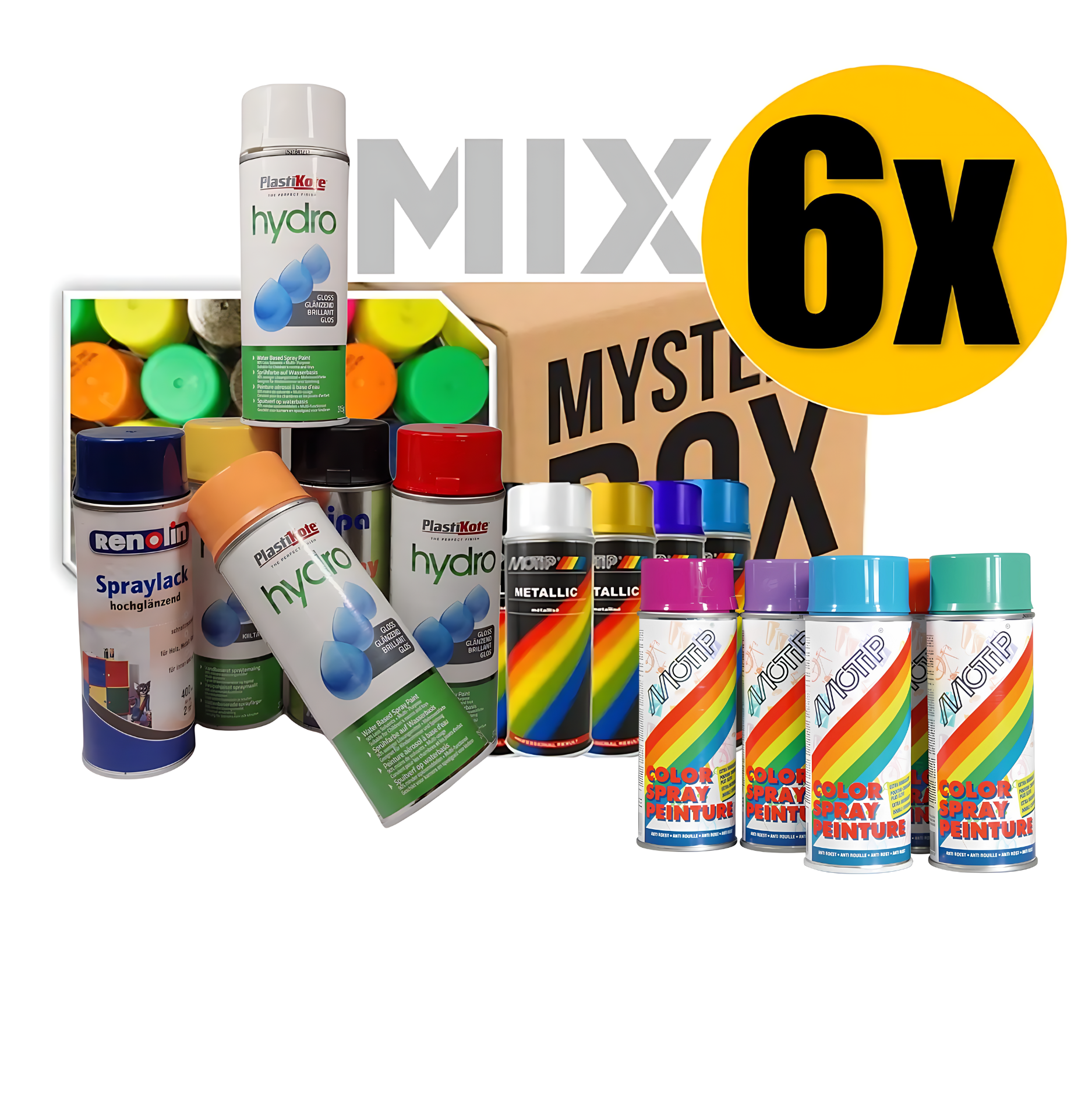 Mix Spuitverf - 6 Stuks - Goedkope Verf  - Spuitbussen - 400ml