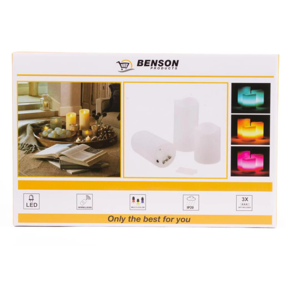 LED kaarsen met Afstandsbediening - set van 3 - 10/12.5/15cm