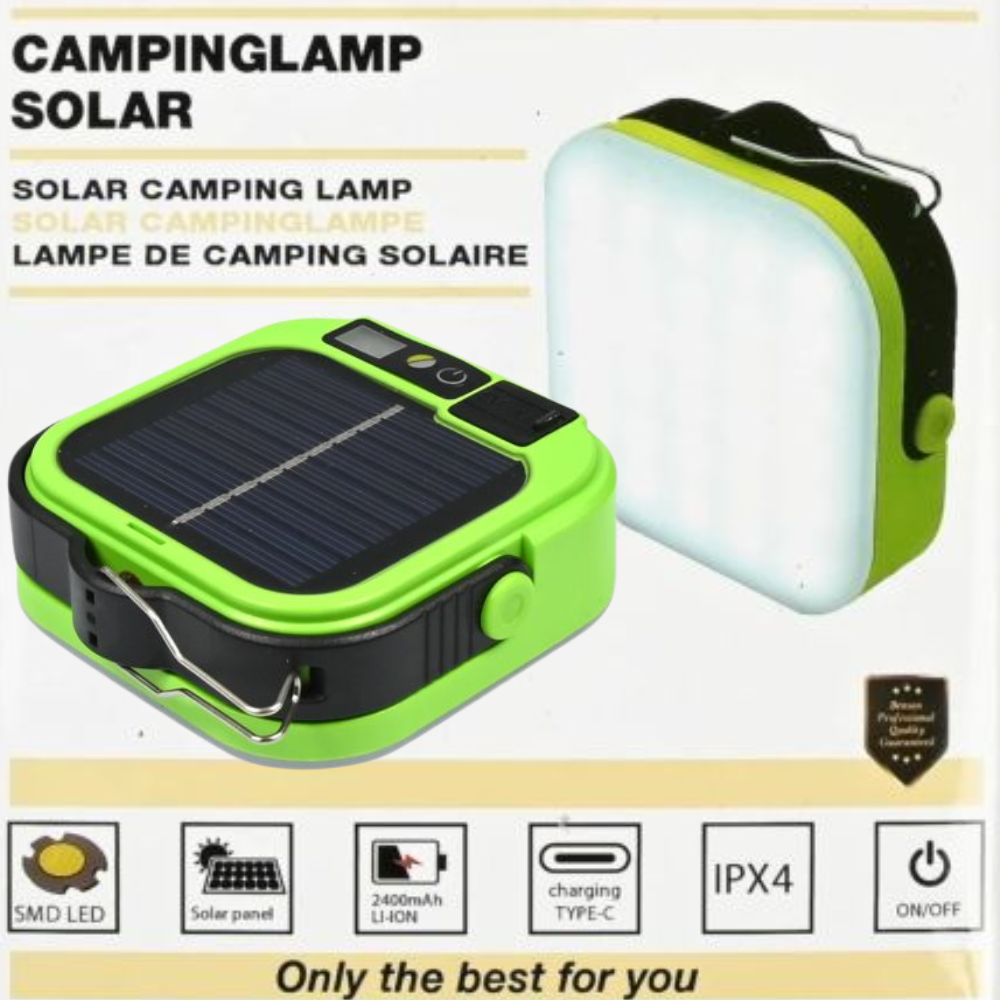 Campinglamp solar met powerbank