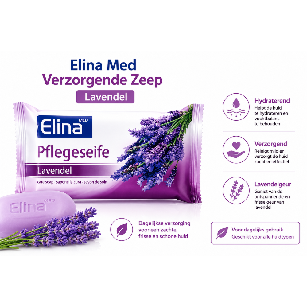 Elina Lavendel Zeep 80 g | Verzorgende Hand- en Lichaamszeep met Lavendelgeur