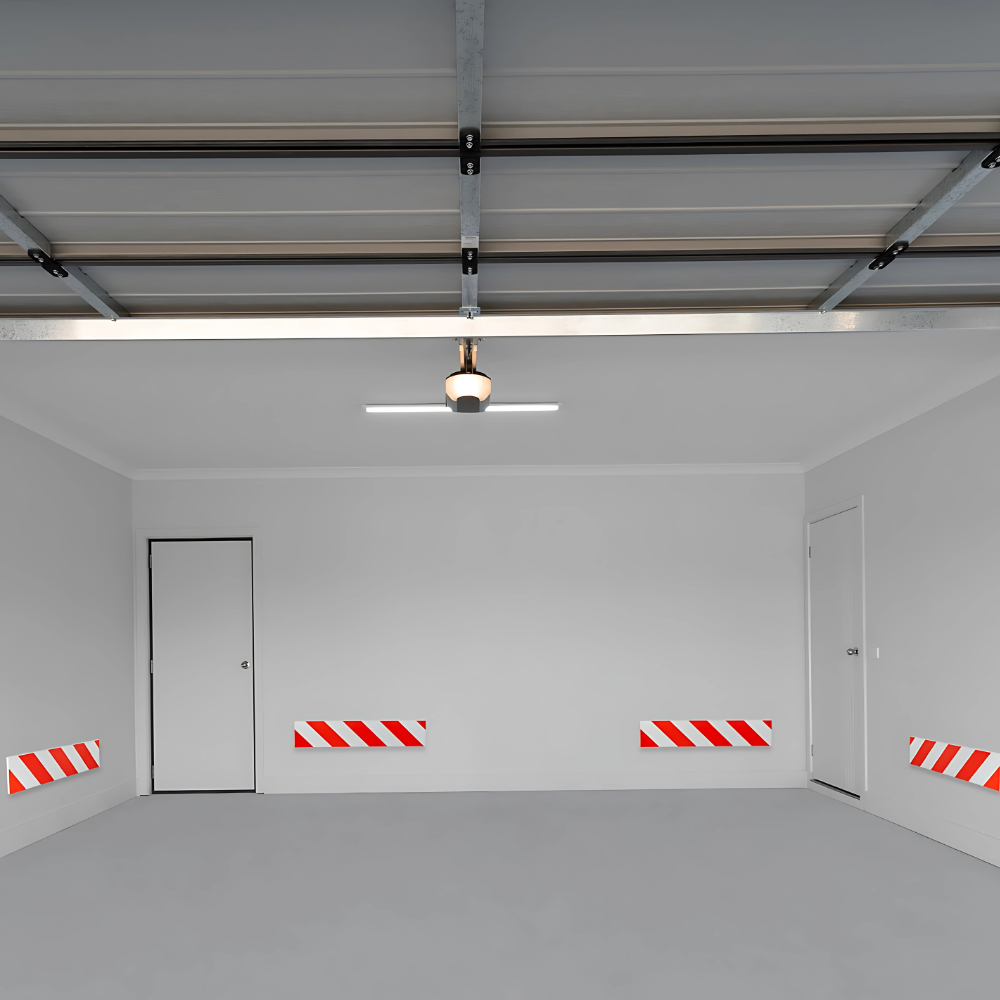 Garage wandbescherming - 2 stuks Autoportier randbescherming zelfklevend 40x15x1,5 cm rood/wit