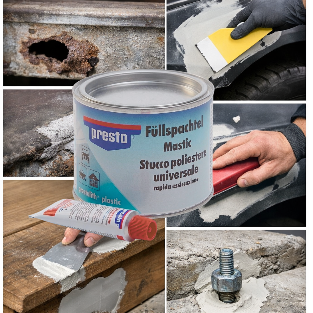 Presto Polyesterplamuur 1 kilo - met minerale vulstoffen - veelzijdig gebruik