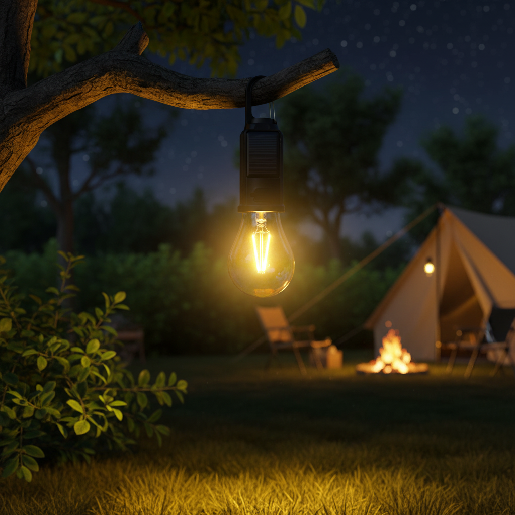 Campinglamp met karabijnhaak solar