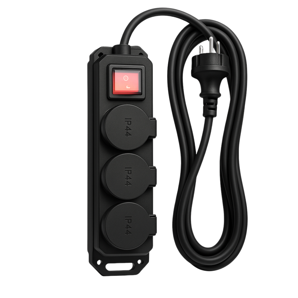 Stekkerdoos 3-voudig met Randaarde + Schakelaar – 3 meter – IP44 – 3680W
