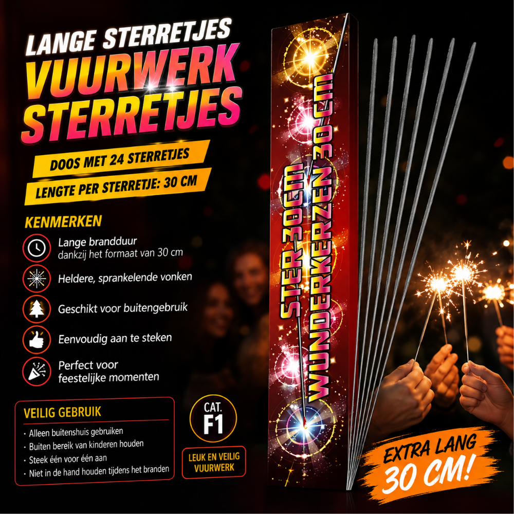 Sterretjes 30 cm – 24 Stuks | Horeca Kwaliteit | Verjaardag, Bruiloft & Feest