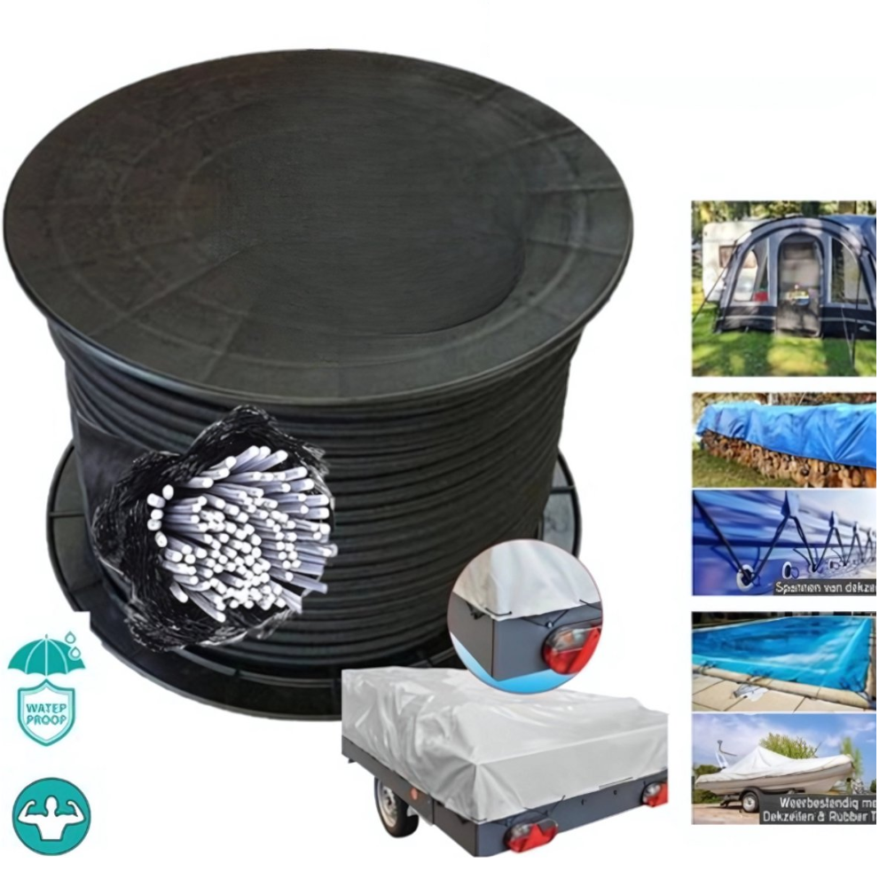 Elastiek op rol 20 meter 8 mm Zwart