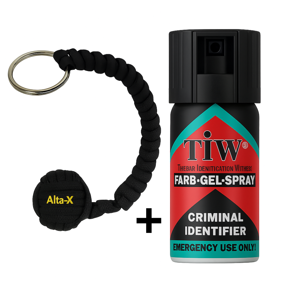TIW Verdedigingsspray 40 ml + Monkey fist  RAM Defence Bal