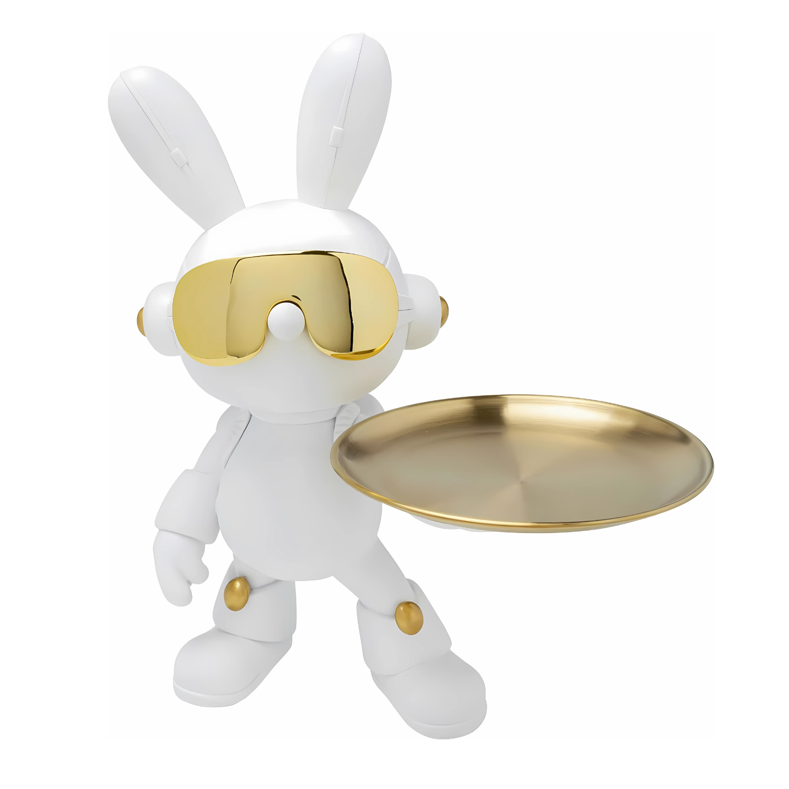 Cool Bunny Tray - Decoratiefiguur- Sleutel - Telefoon Schaal - 27 cm groot - Polyhars en gelakt staal